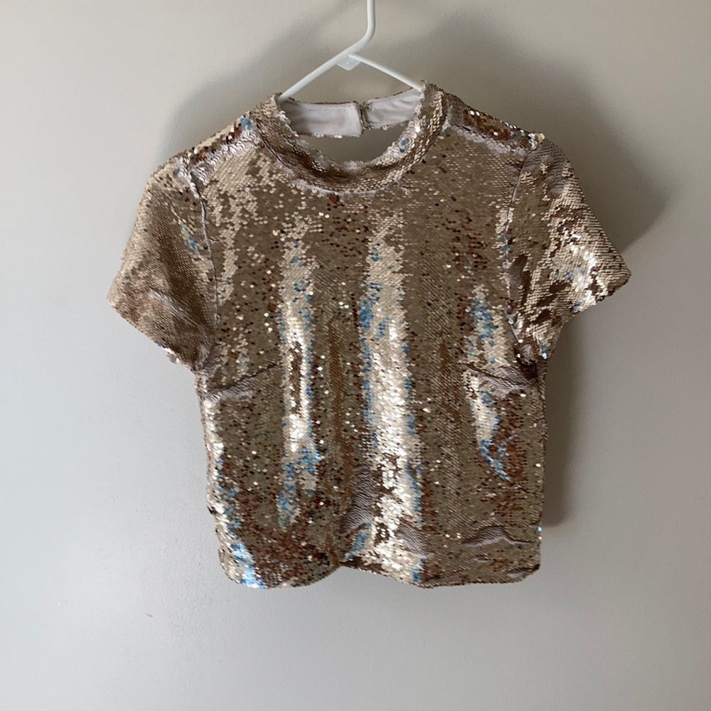 Arc nc. Gold sequins short sleeves top, Sz small